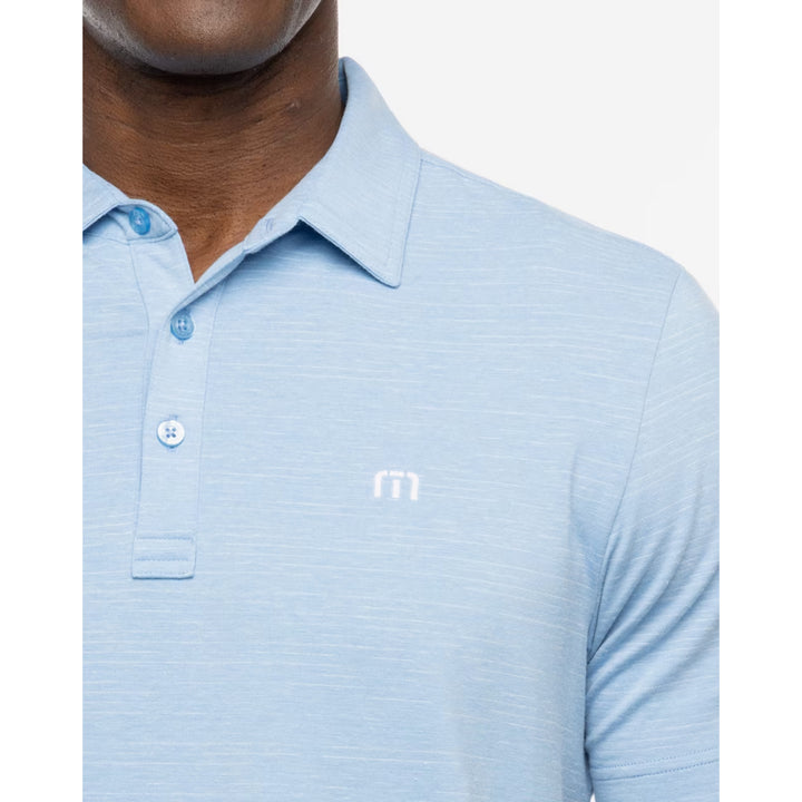 TRAVIS MATHEW MENS THE HEATER POLO - HEATHER HERITAGE BLUE