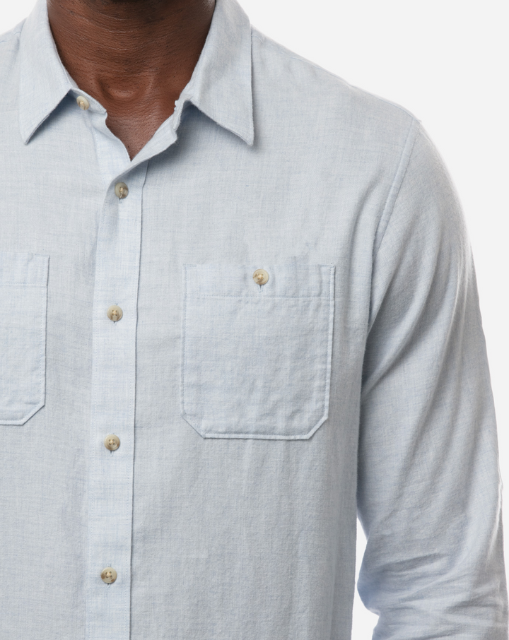 TRAVIS MATHEW 'HEFE' FLANNEL 100% COTTON BUTTON SHIRT - QUIET SHADE