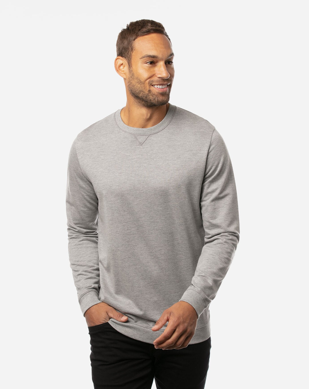 TRAVIS MATHEW MENS FINK 2.0 SWEATER - HEATHER LIGHT GREY