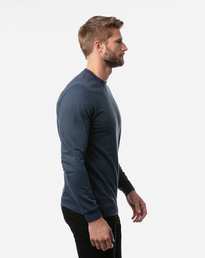 TRAVIS MATHEW MENS FINK 2.0 SWEATER - HEATHER BLUE NIGHTS