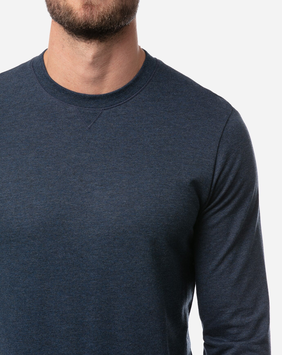 TRAVIS MATHEW MENS FINK 2.0 SWEATER - HEATHER BLUE NIGHTS