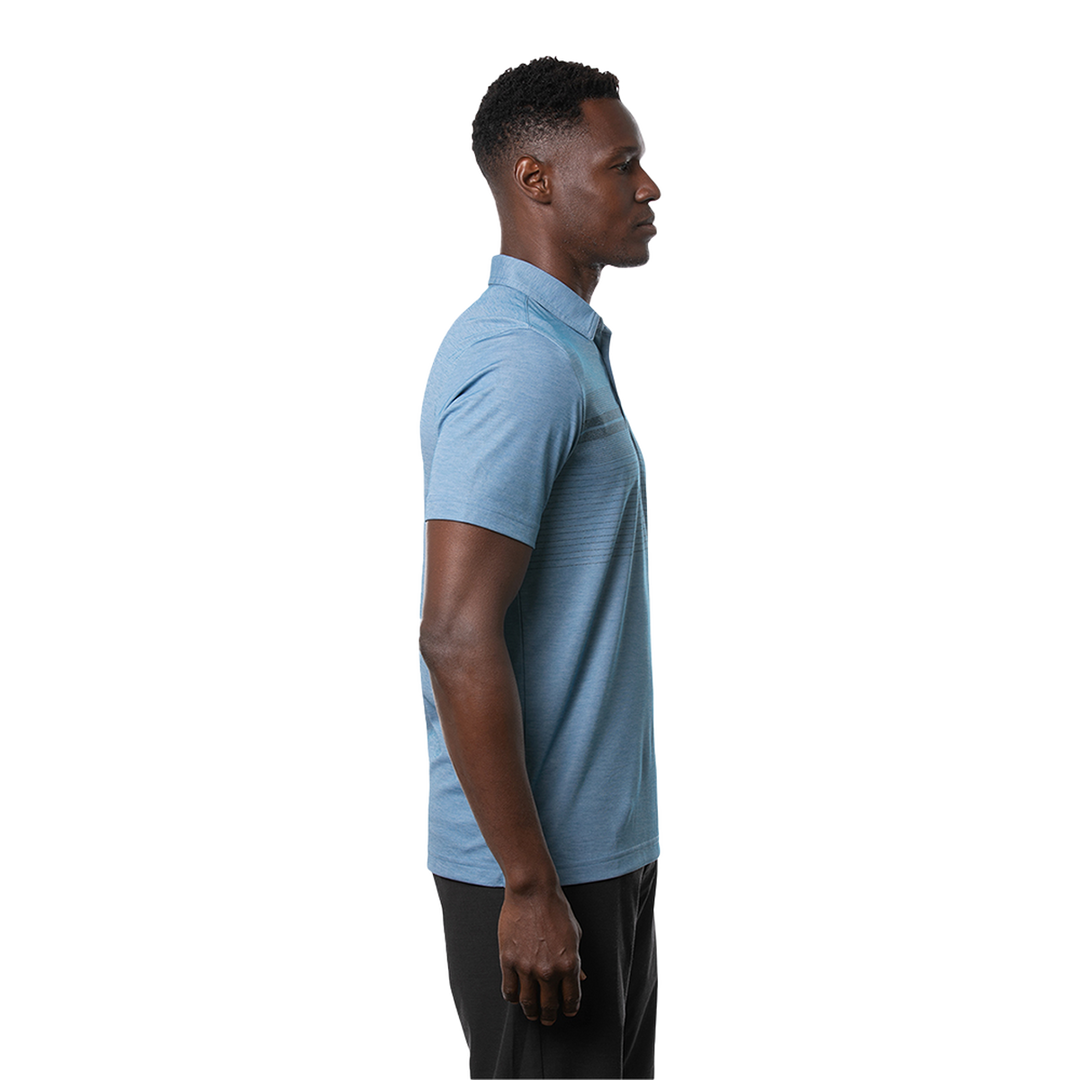 TRAVIS MATHEW MENS UNPRECEDENTED POLO - HEATHER BLUE