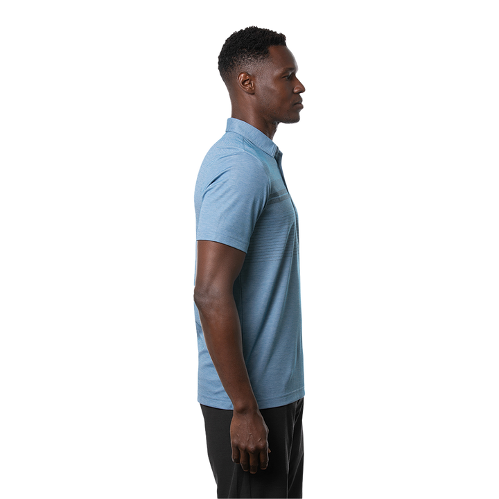 TRAVIS MATHEW MENS UNPRECEDENTED POLO - HEATHER BLUE