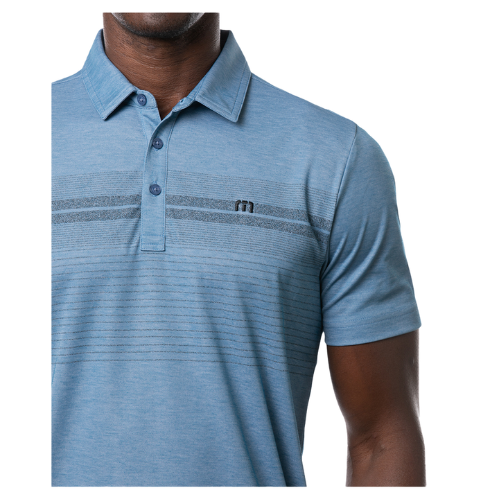 TRAVIS MATHEW MENS UNPRECEDENTED POLO - HEATHER BLUE