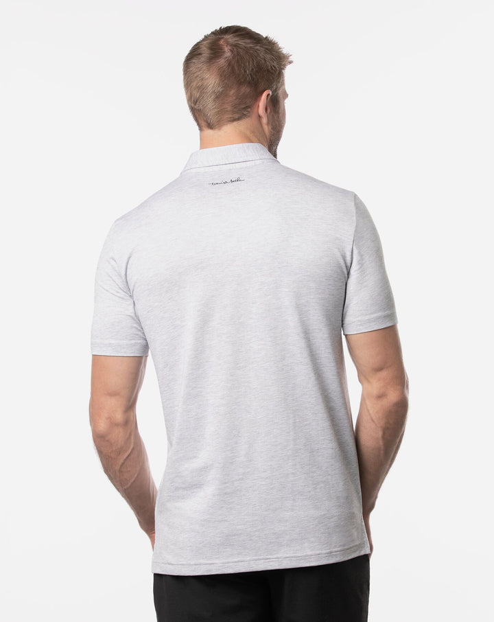 TRAVIS MATHEW MENS BANKROLL POLO - HEATHER LIGHT GREY