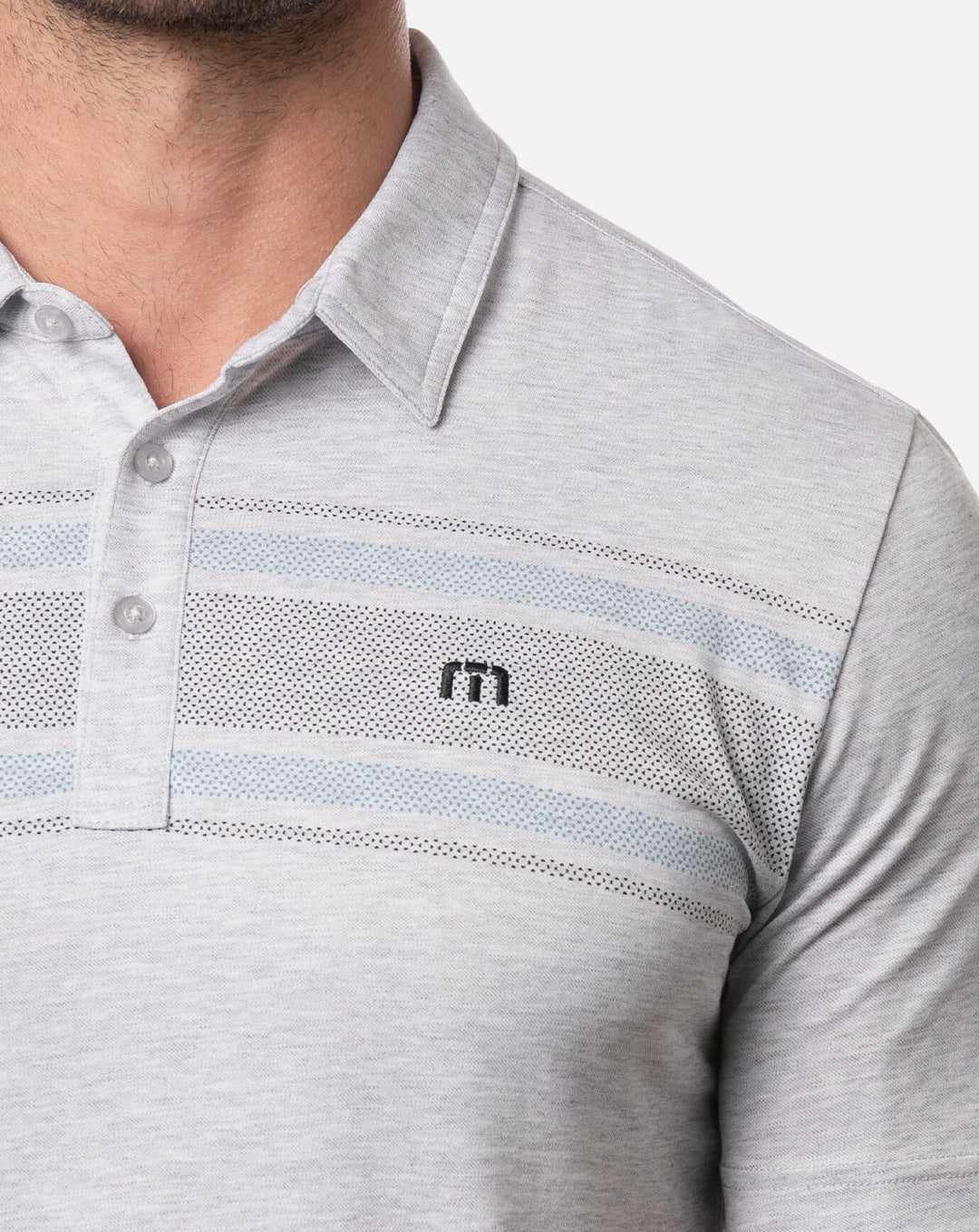 TRAVIS MATHEW MENS BANKROLL POLO - HEATHER LIGHT GREY