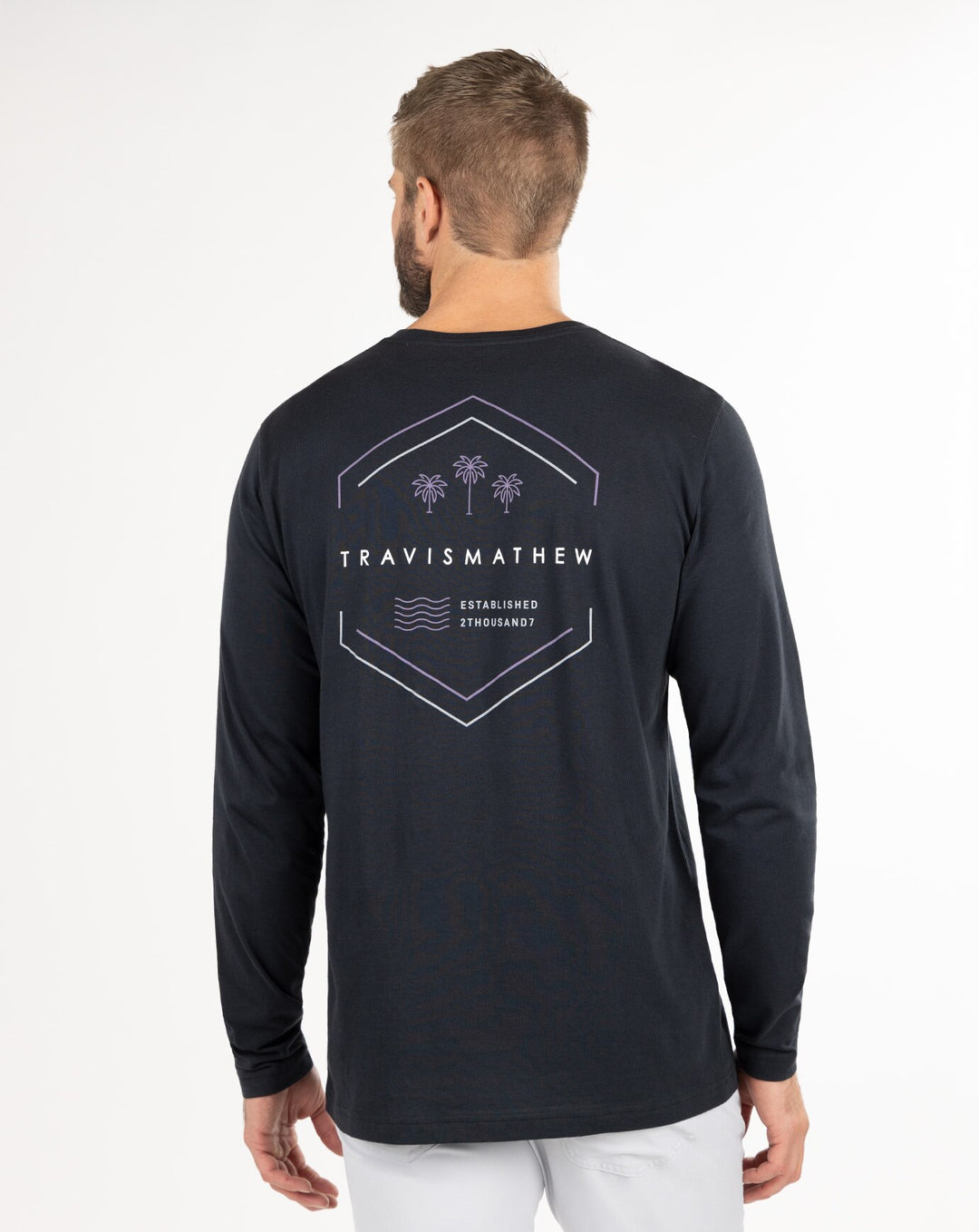 TRAVIS MATHEW MENS HIT THE TRAIL T-SHIRT LONG SLEEVE - BLACK