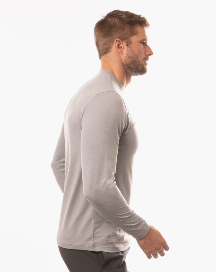 TRAVIS MATHEW MEN'S SLOW MOTION LONG SLEEVE ACTIVE TEE - HEATHER SLEET