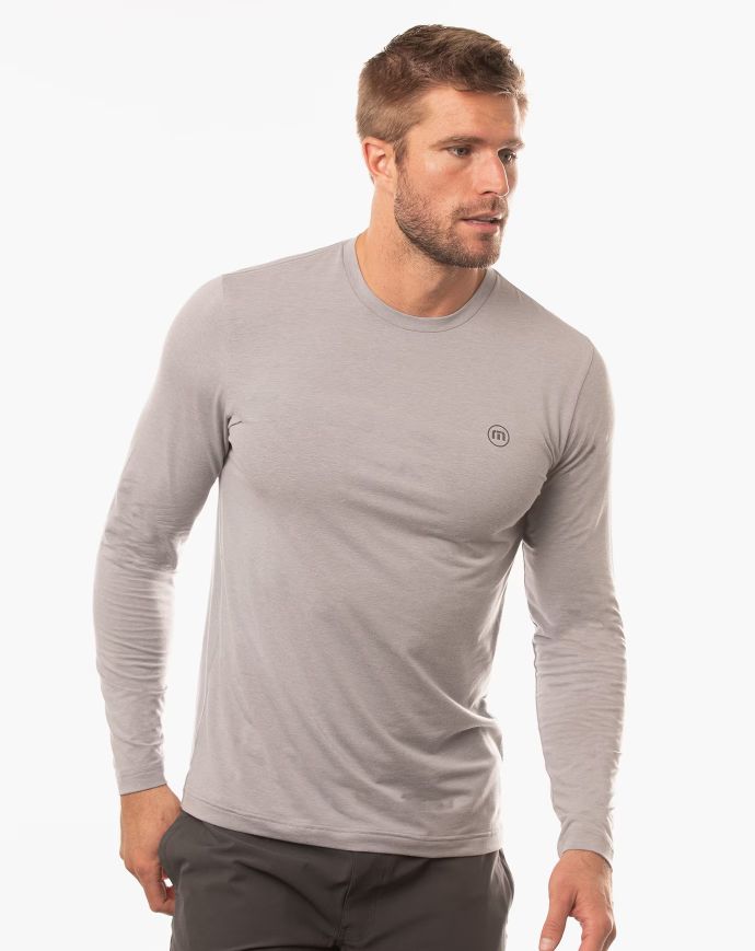 TRAVIS MATHEW MEN'S SLOW MOTION LONG SLEEVE ACTIVE TEE - HEATHER SLEET