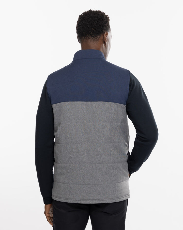 TRAVIS MATHEW MENS NORTHERN VEST - HEATHER BLUE NIGHTS