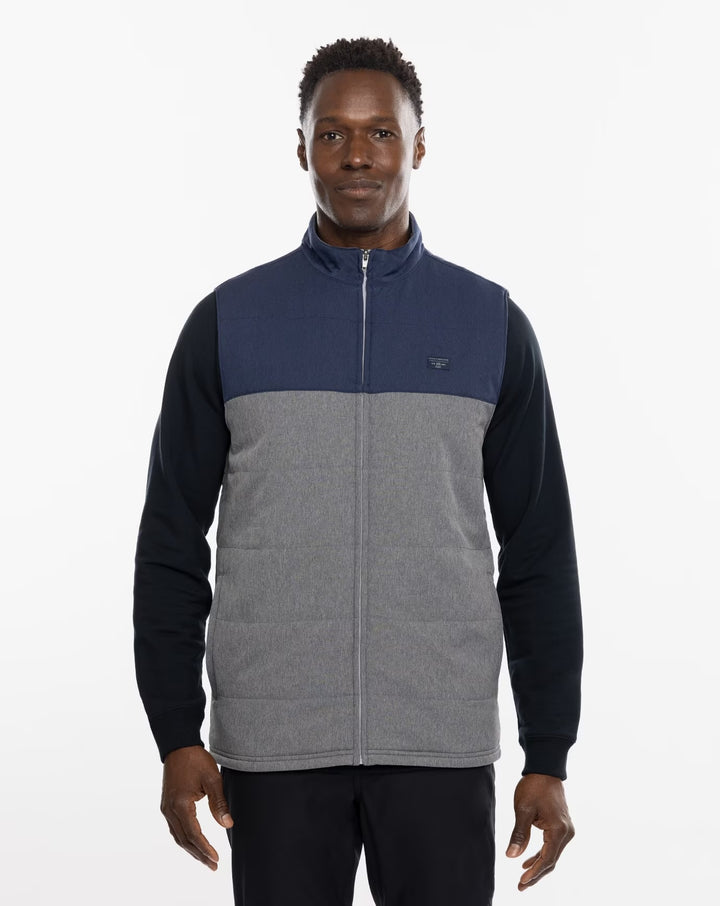 TRAVIS MATHEW MENS NORTHERN VEST - HEATHER BLUE NIGHTS