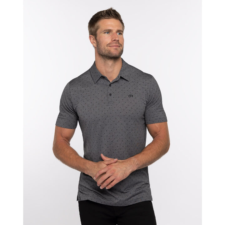 TRAVISMATHEW CHANGE OF ADDRESS POLO - HEATHER DARK GREY