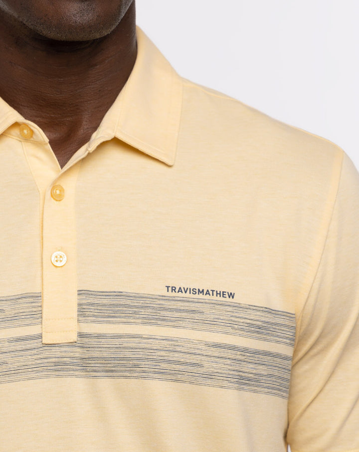 TRAVIS MATHEW MENS LOT OF PESOS POLO - HEATHER GOLDEN CREAM