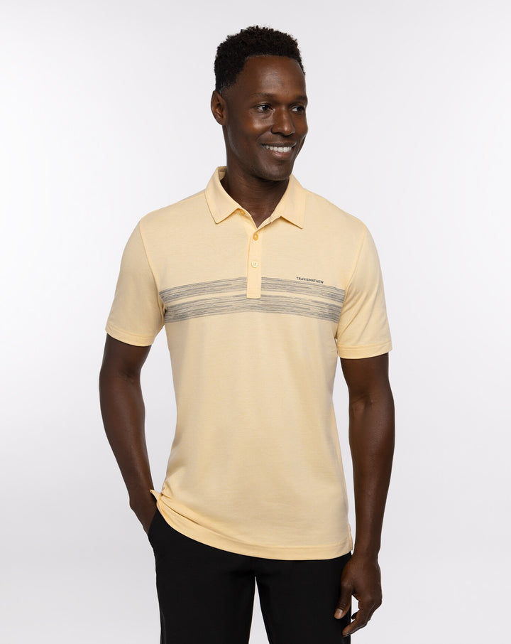 TRAVIS MATHEW MENS LOT OF PESOS POLO - HEATHER GOLDEN CREAM