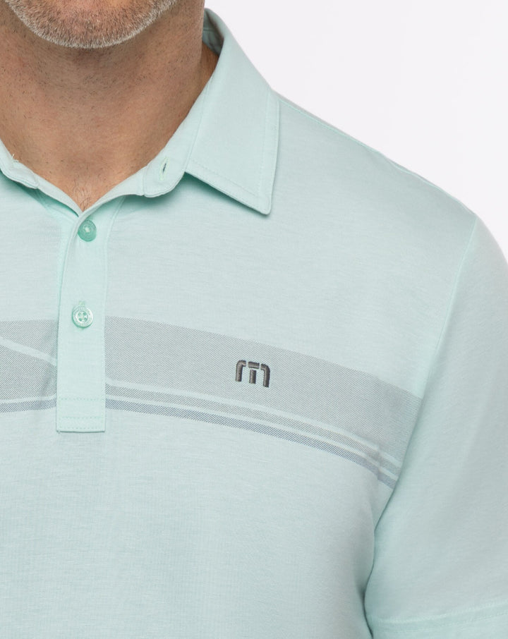 TRAVISMATHEW MENS MATTER OF OPINION POLO - HEATHER TURQUOISE