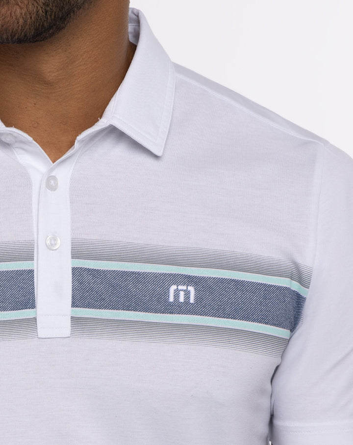 TRAVISMATHEW MENS LIME ON THE RIM POLO - WHITE