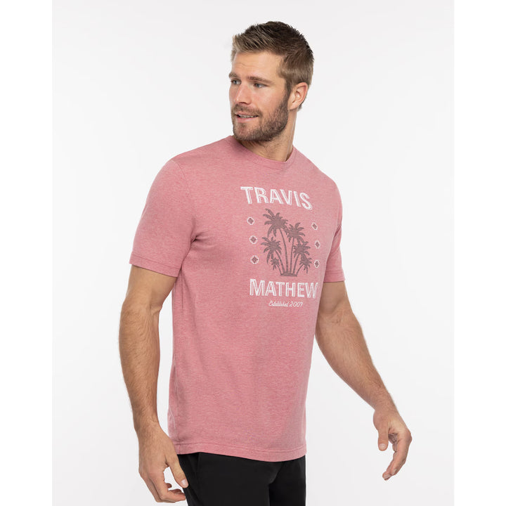 TRAVISMATHEW MENS Y FEELING LOCO T-SHIRT - HEATHER EARTH RED