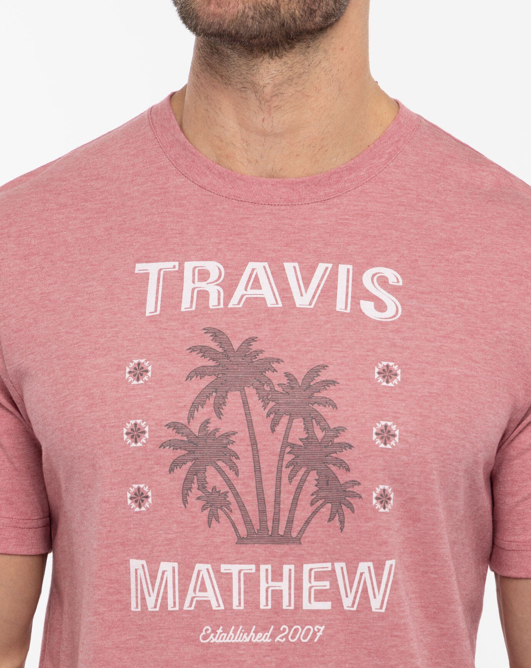 TRAVISMATHEW MENS Y FEELING LOCO T-SHIRT - HEATHER EARTH RED