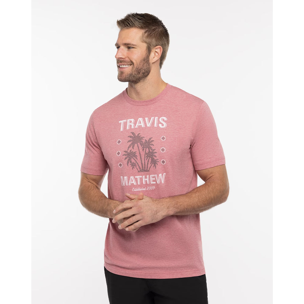 TRAVISMATHEW MENS Y FEELING LOCO T-SHIRT - HEATHER EARTH RED