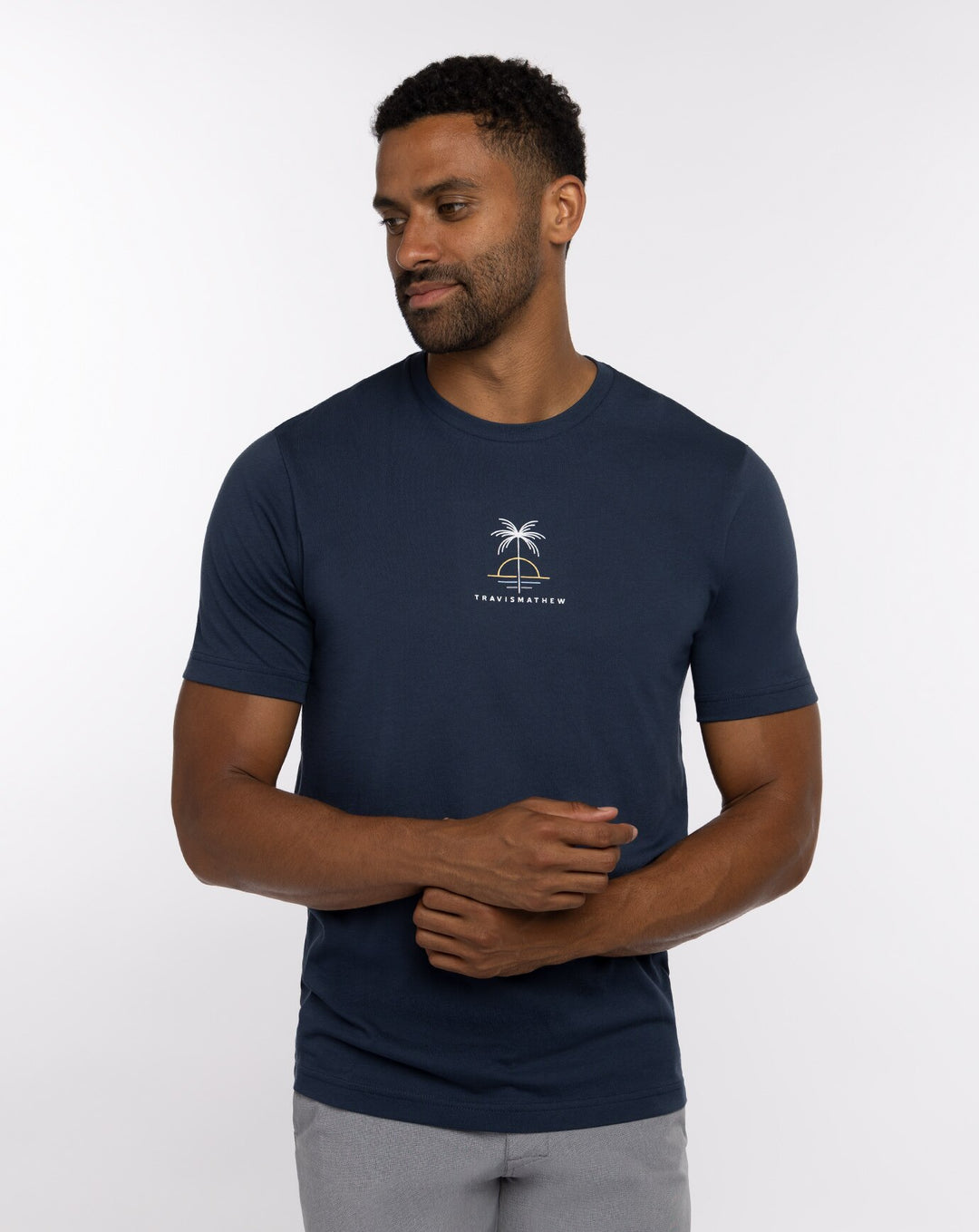 TRAVIS MATHEW MENS NO MANANA T-SHIRT - DRESS BLUES