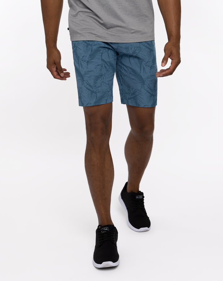 TRAVISMATHEW MENS JUNGLE OASIS SHORT - HEATHER MID BLUE