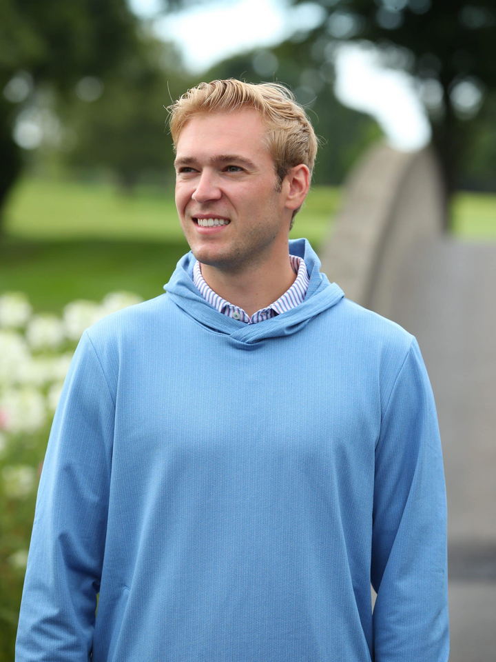 Donald Ross Mens SUPER GOLF Performance Hoodie - BLUE WHALE