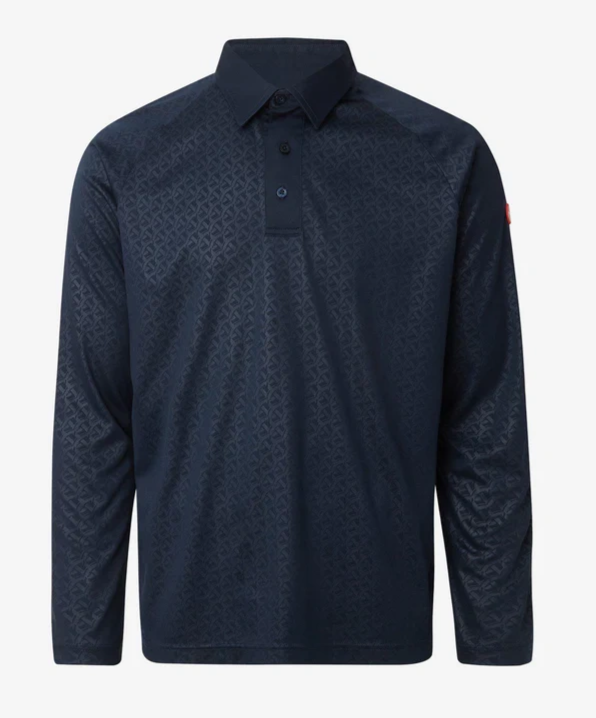 Cross Men's EMBOSSED LONG SLEEVE Polo - NAVY