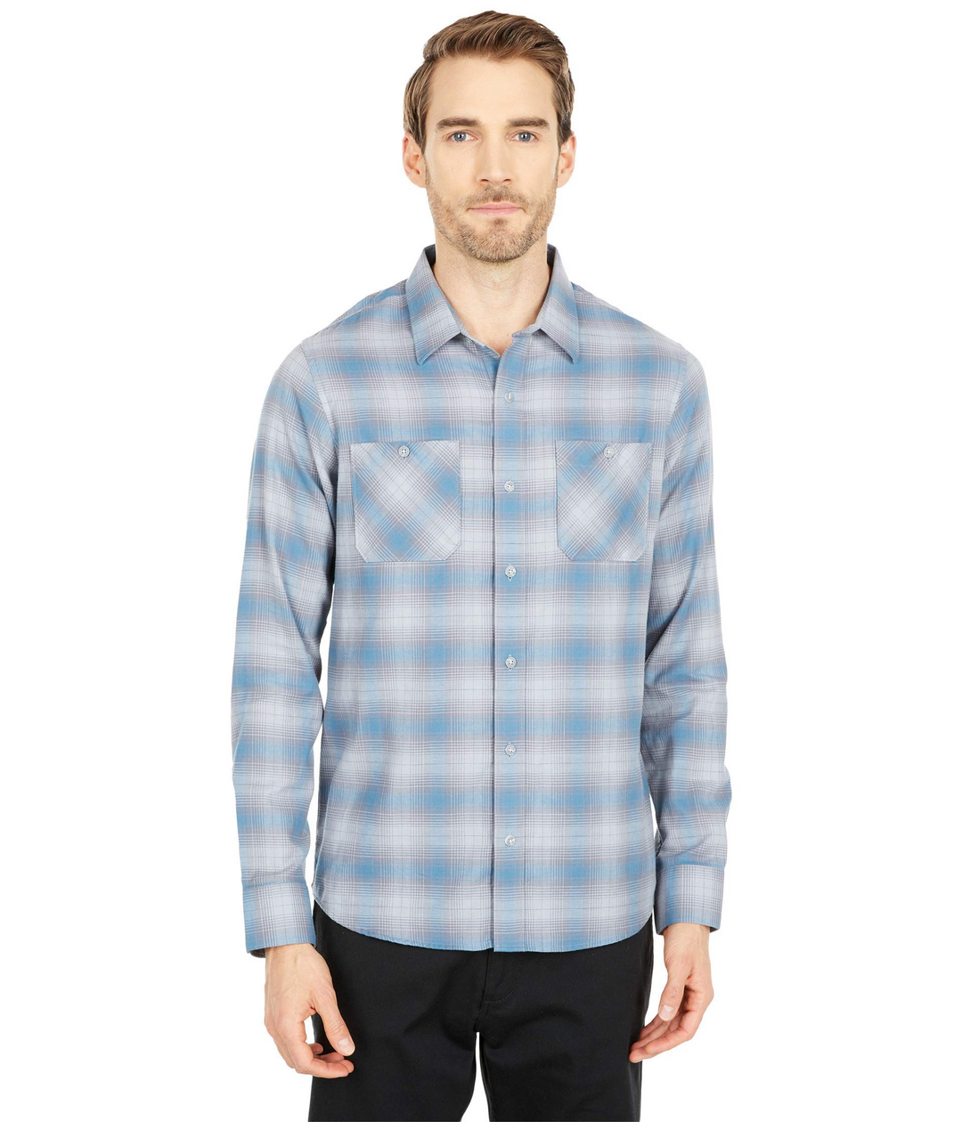 TRAVIS MATHEW 'HIGH STAKES' FLANNEL BUTTON SHIRT - QUIET SHADE