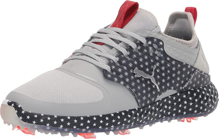 Puma Men's TOUR LTD EDITION- IGINITE PWRAdapt Caged USA TOUR Golf Shoes - HIGH RISE / NAVY BLAZER / HIGH RISK RED