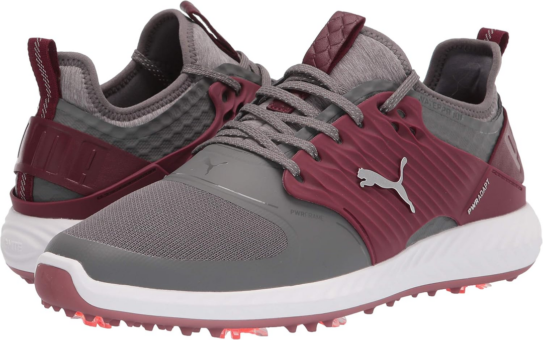 Puma Men's TOUR - IGNITE PWRAdapt Caged Golf Shoes - QUIET SHADE - PUMA SILVER - ZIFANDEL