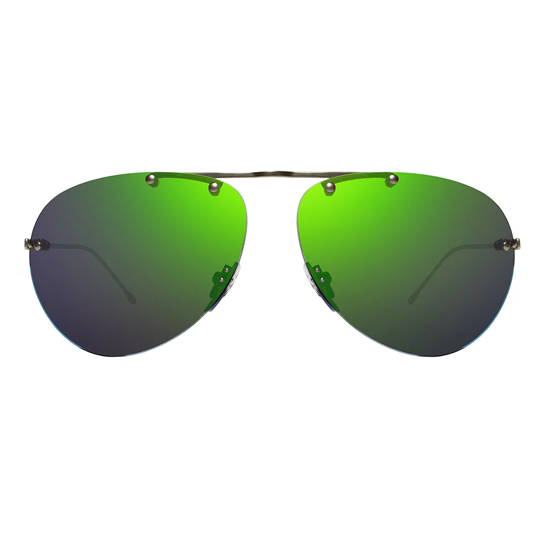 Revo BLACK - Unisex Air 2 Ultra-lightweight Titanium Aviator Polarized Sunglasses - Satin Gunmetal/Evergreen Photochromic