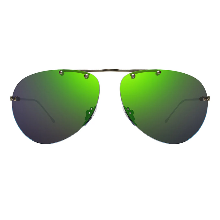 Revo BLACK - Unisex Air 2 Ultra-lightweight Titanium Aviator Polarized Sunglasses - Satin Gunmetal/Evergreen Photochromic