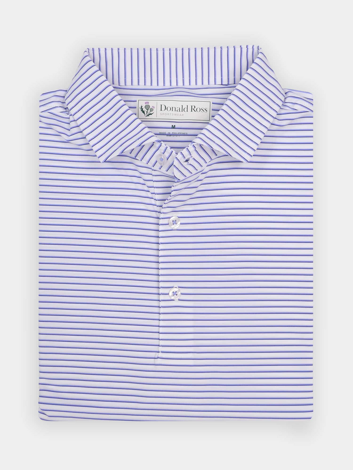 Donald Ross Mens Classic Fit NANTUCKET Polo - WHITE / JUNIPER