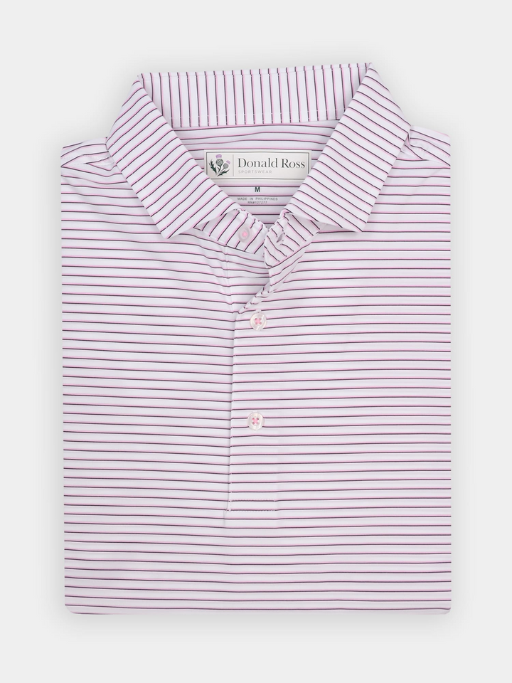 Donald Ross Mens Classic Fit NANTUCKET Polo - WHITE / PINKBERRY