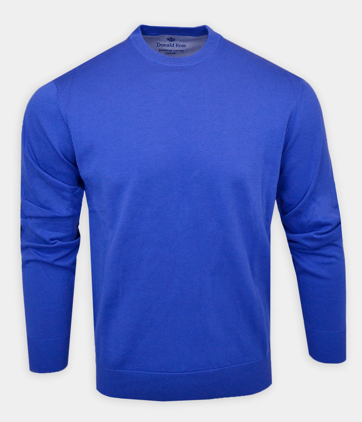 Donald Ross Mens Classic SUPER GOLF Cotton Crew Neck Sweater - ROYAL