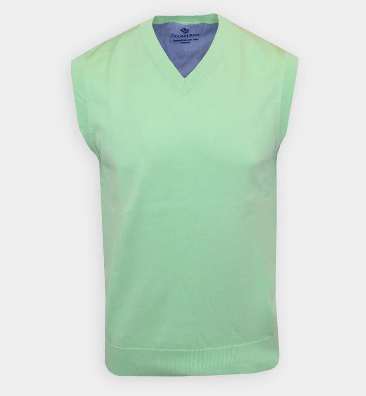 Donald Ross Mens Classic Fit Super Golf V-Neck Sweater Vest - CUCUMBER