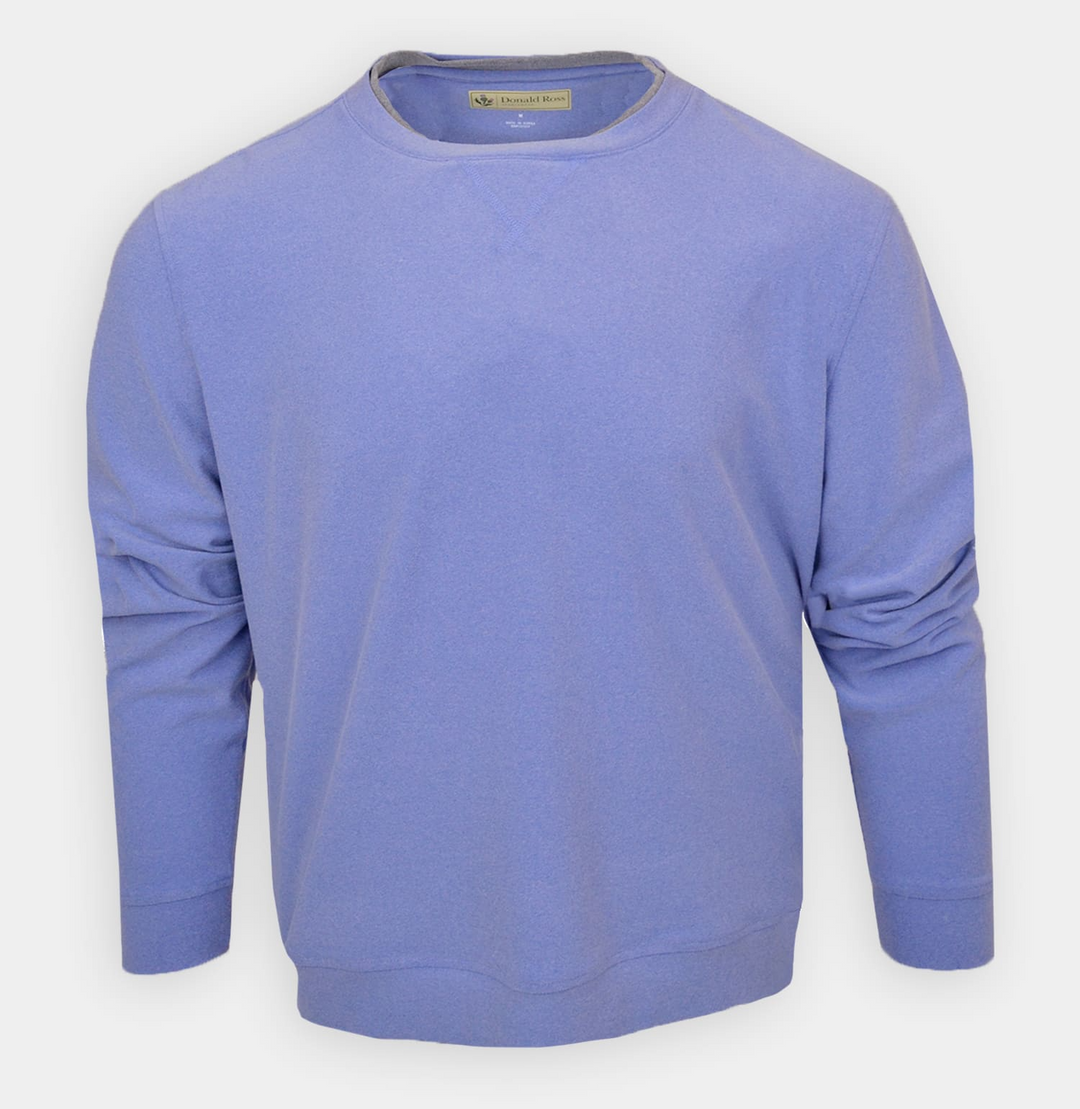 Donald Ross Mens Classic Fit Super Golf Performance Fleece Pullover - HEATHER/LAPIS