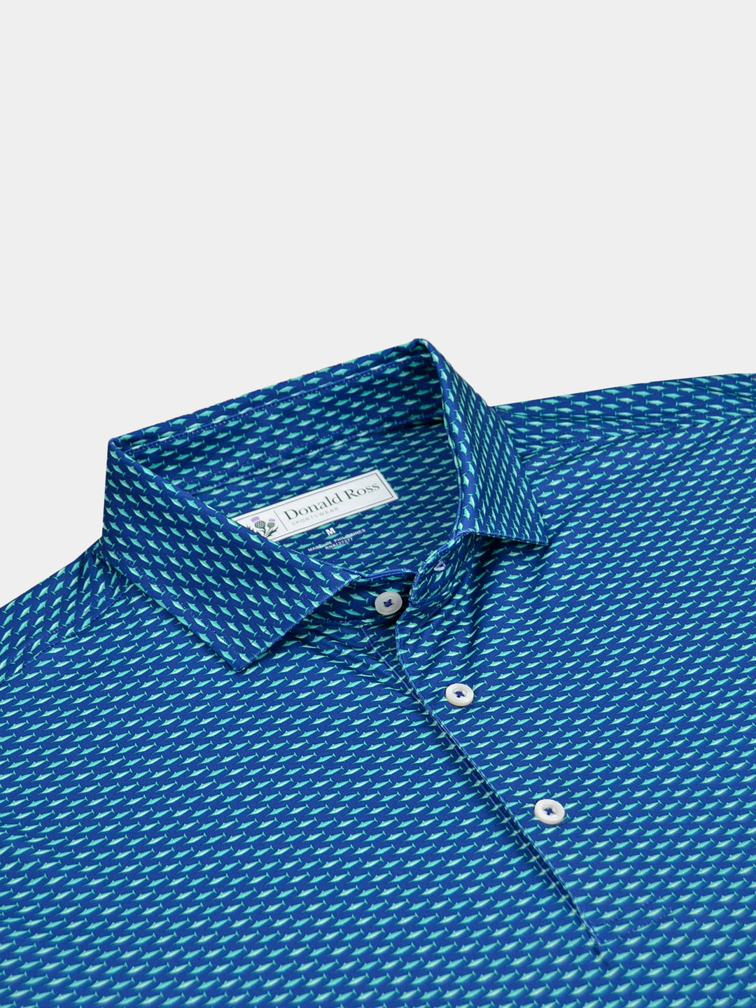 Donald Ross Classic Fit Mens Swordfish Print Polo - NAVY MULTI