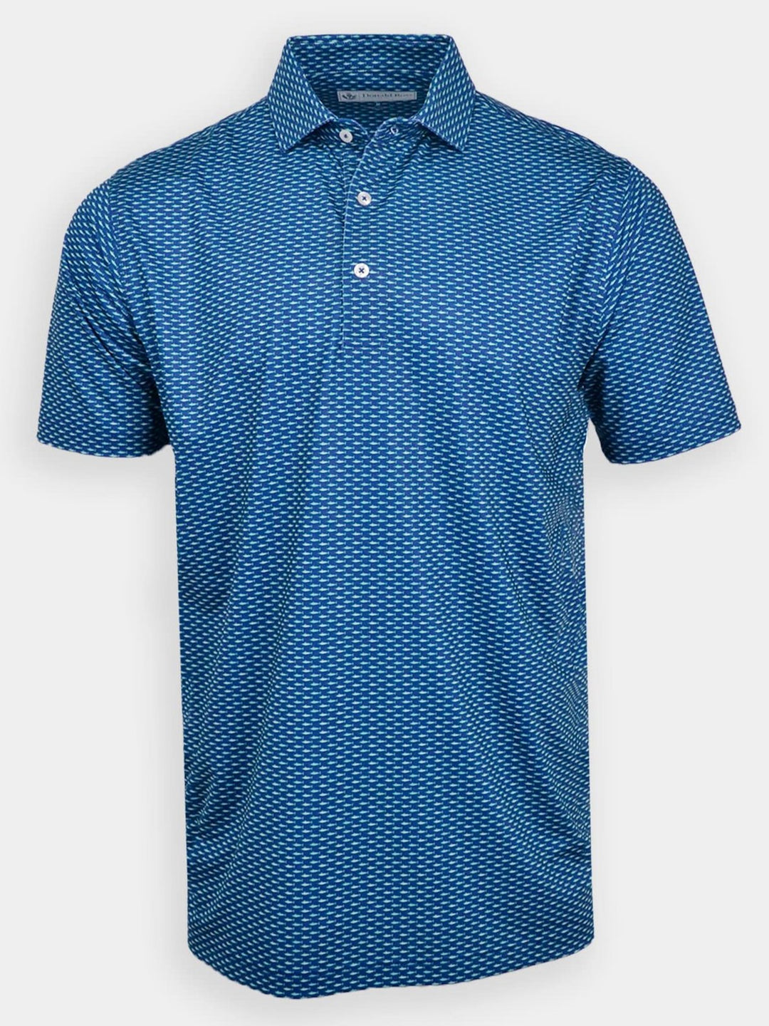 Donald Ross Classic Fit Mens Swordfish Print Polo - NAVY MULTI