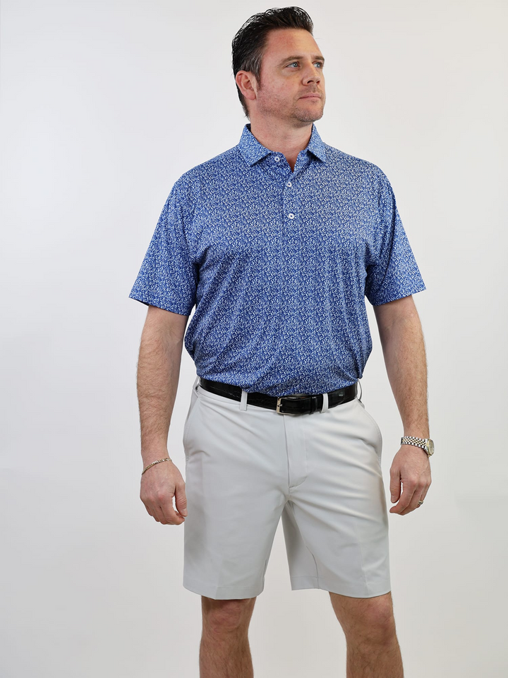 Donald Ross Mens Classic Fit ATLANTA Polo - NAVY / WHITE