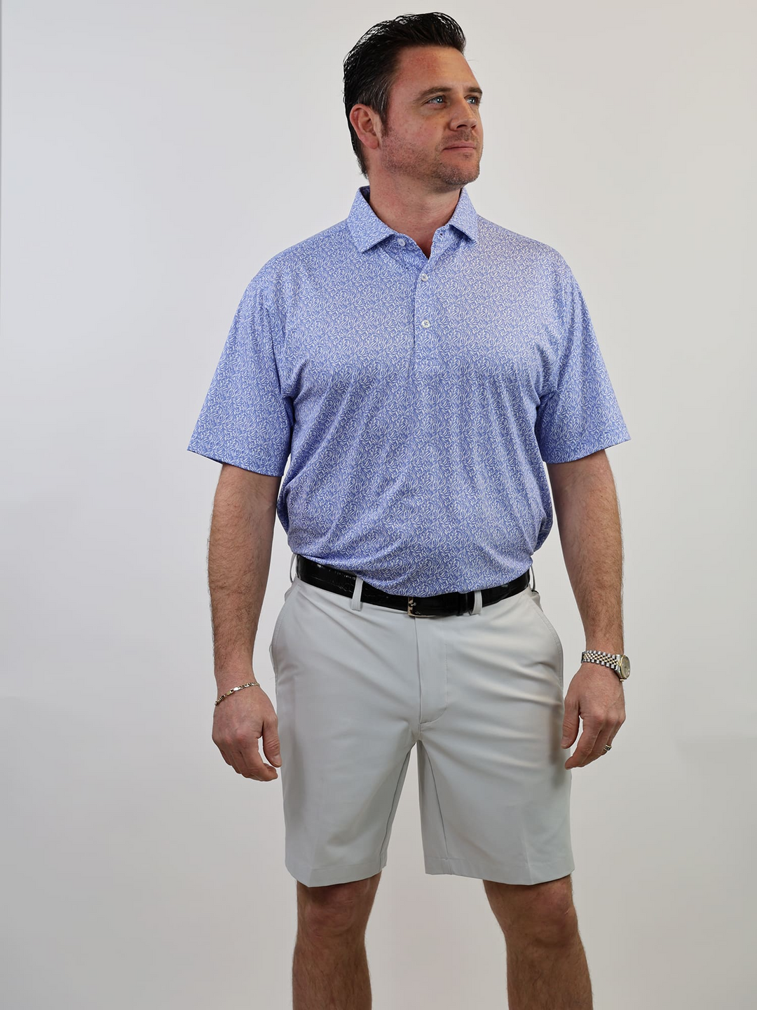 Donald Ross Mens Classic Fit ATLANTA Polo - JUNIPER / WHITE