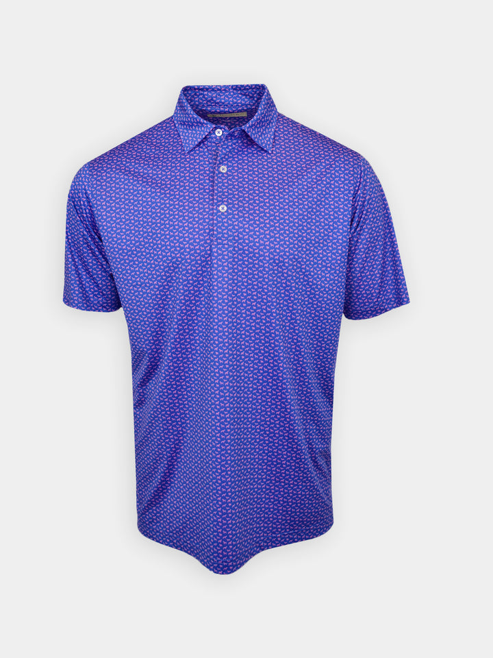 Donald Ross Mens Classic Fit Dog Breeds Print Polo - LAPIS MULBERRY