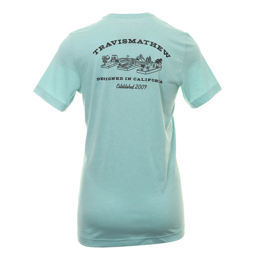 TRAVIS MATHEW MENS FUN TO BE HAD T-SHIRT - HEATHER TURQUOISE