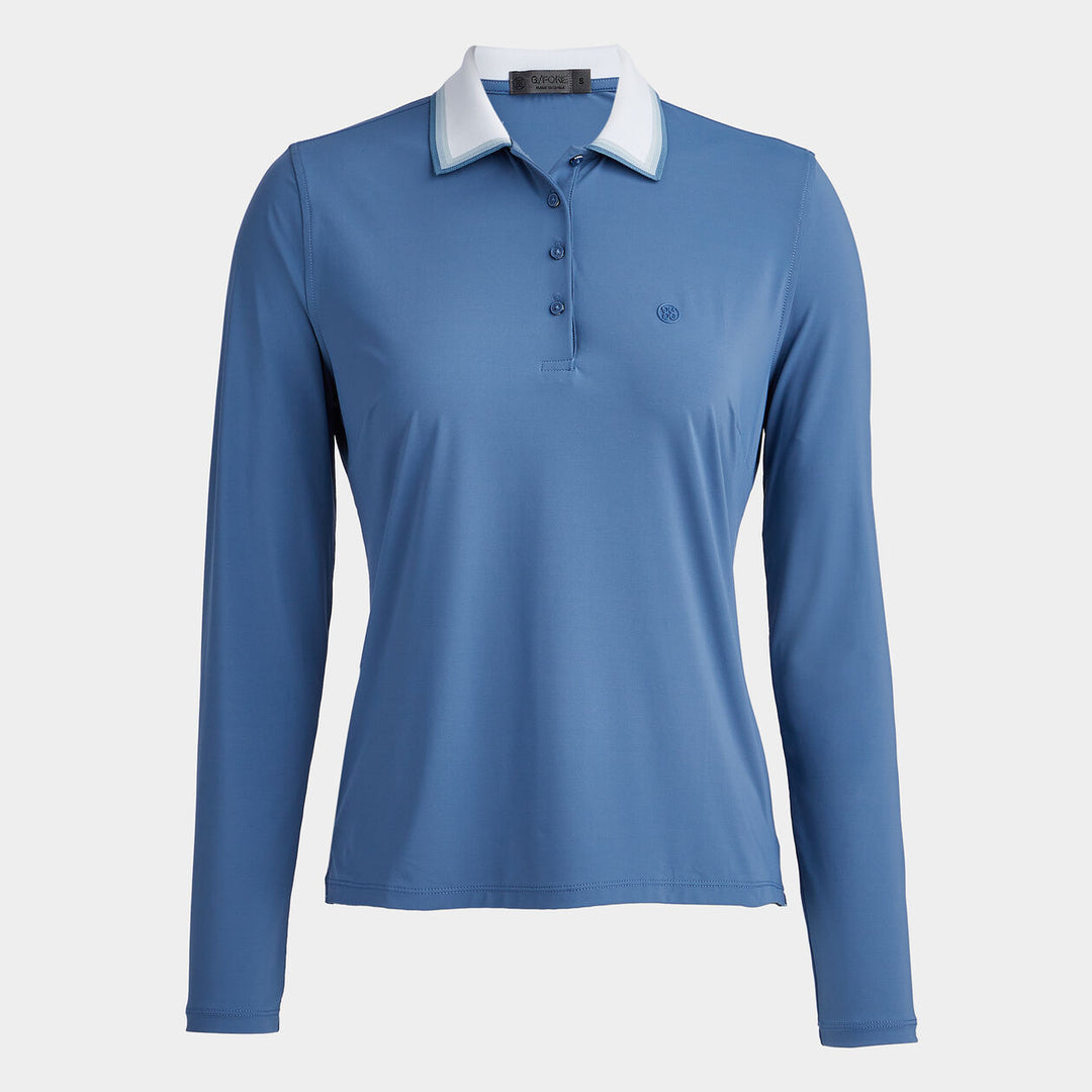 G/FORE WOMEN SILKY TECH NYLON LONG SLEEVE POLO - SLATE