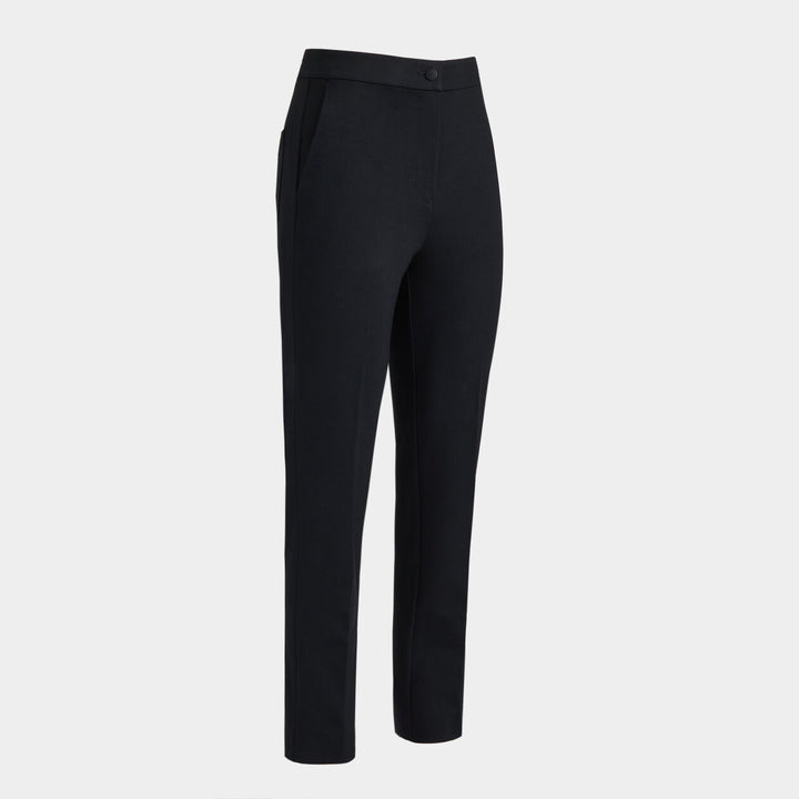 G/FORE WOMENS DOUBLE KNIT CIGARETTE LEG HIGH RISE STRETCH TROUSER - ONYX