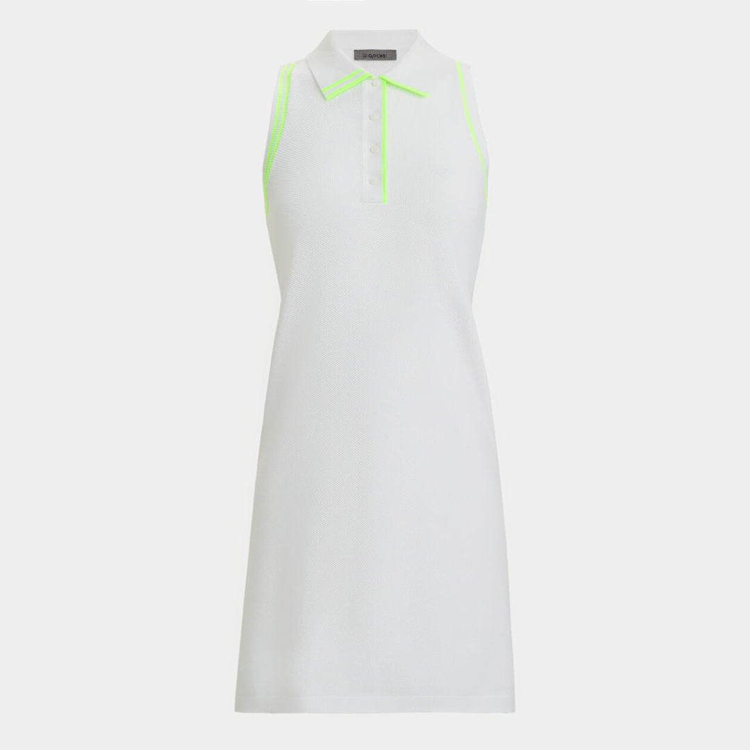 G/FORE WOMENS FULLY FASHIONED COTTON PIQUÉ SLEEVELESS POLO DRESS - SNOW