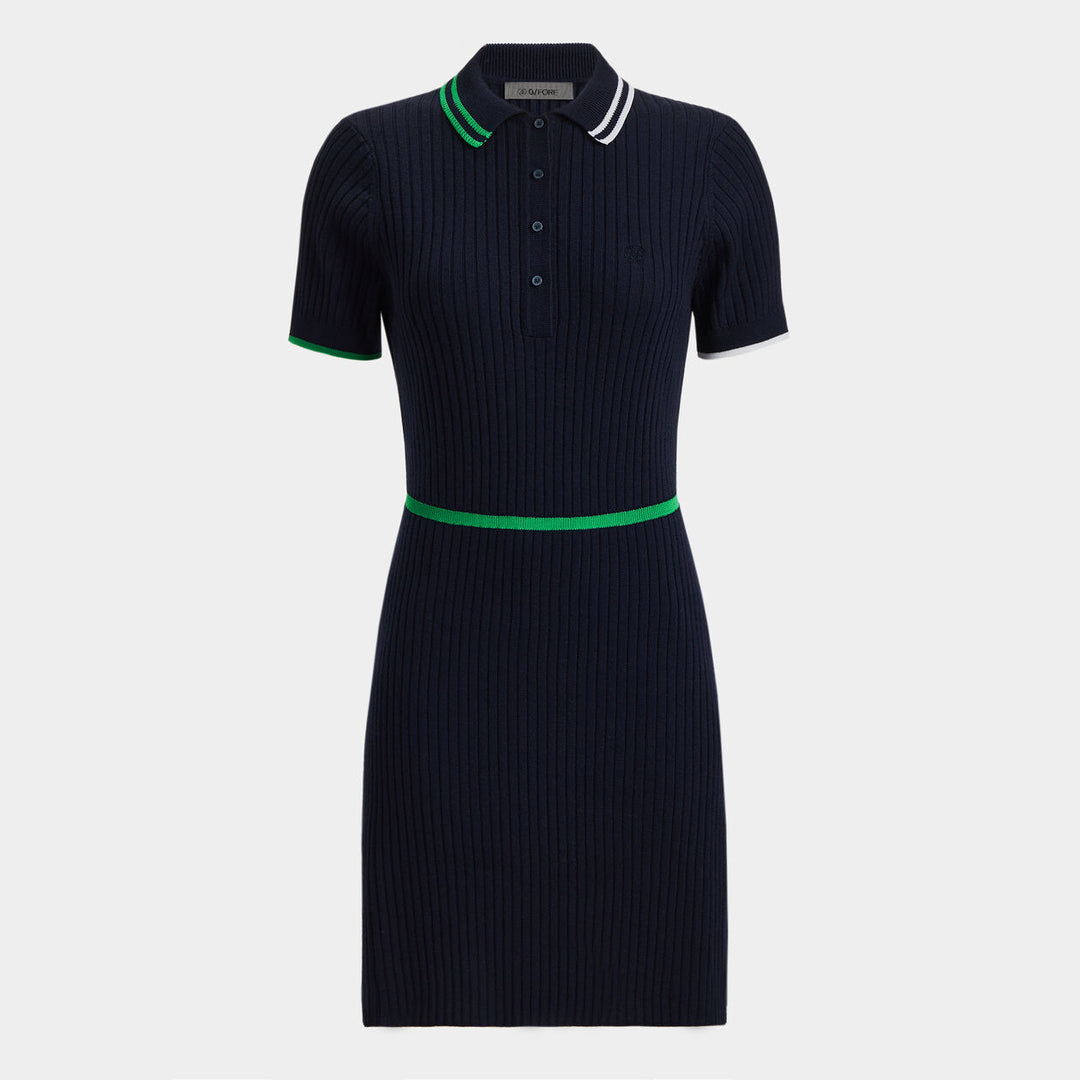 G/FORE WOMENS MERINO WOOL SWEATER POLO DRESS - TWILIGHT