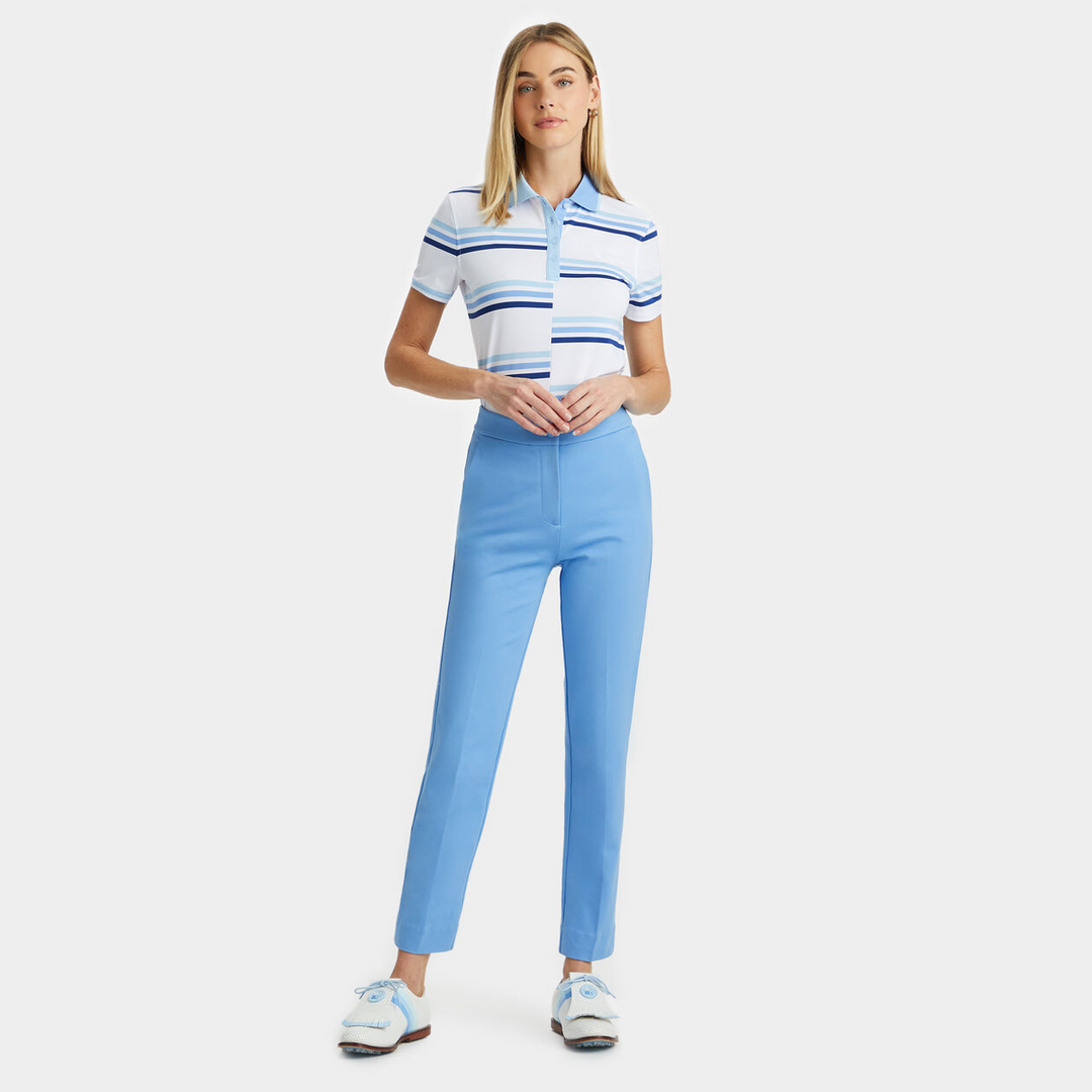 G/FORE WOMENS OFFSET GRADIENT STRIPE TECH JERSEY POLO - BAJA