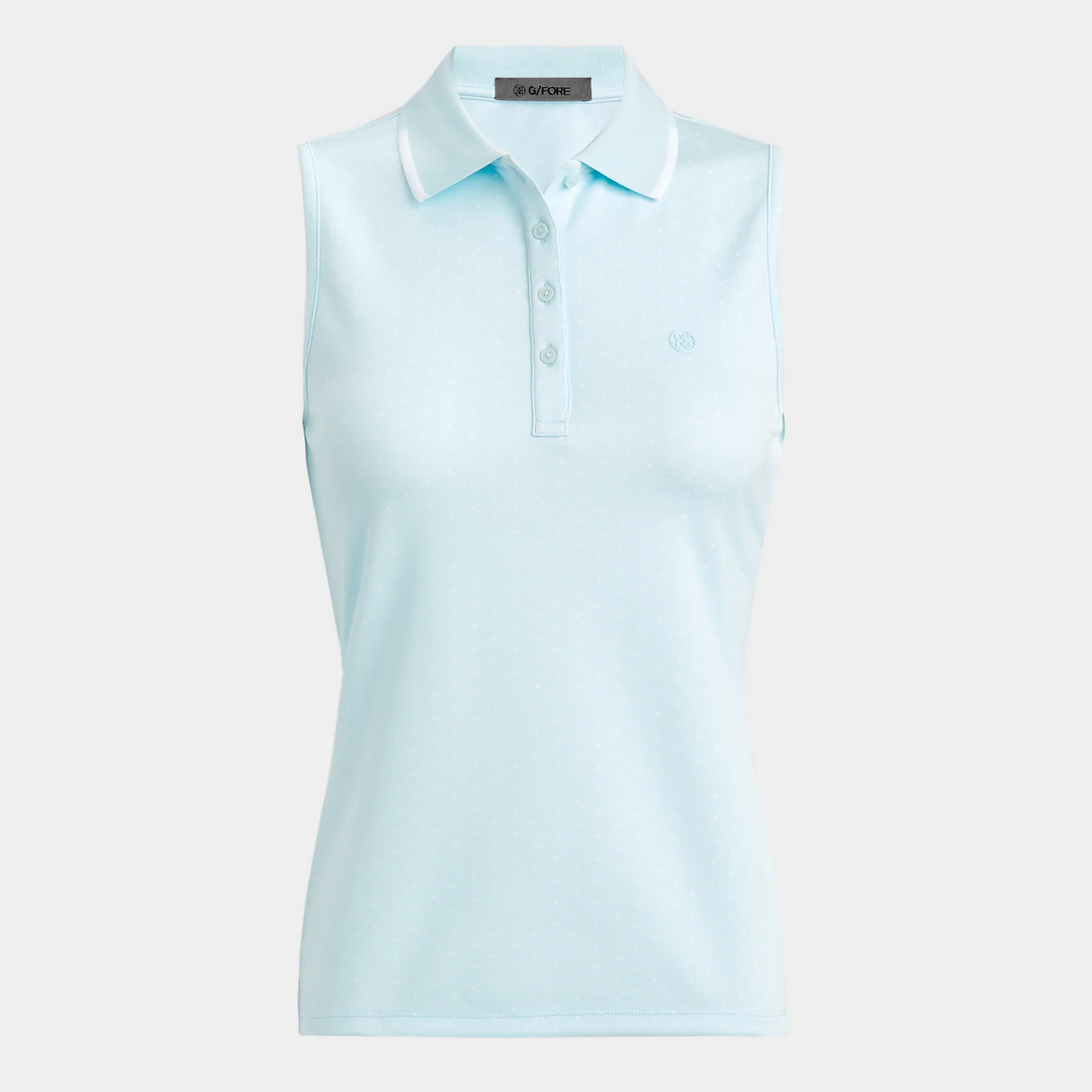 G/FORE WOMENS POLKADOT JACQUARD SLEEVELESS POLO - DAYBREAK