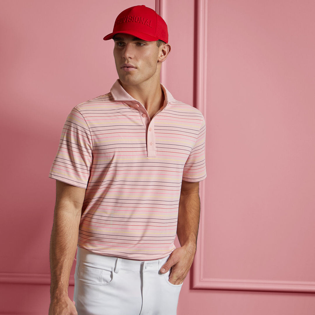 G/FORE MENS MULTI STRIPE TECH PIQUÉ POLO - AMOUR